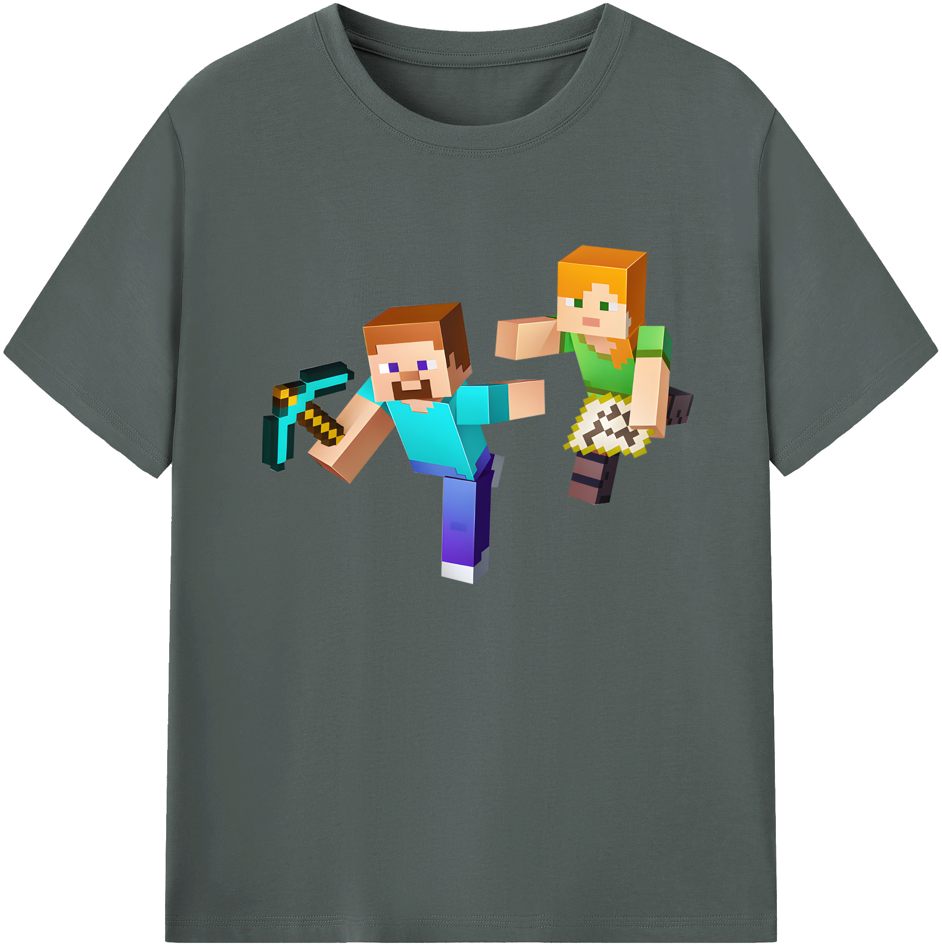 （画像用） マインクラフト ブロックの世界 Minecraft MC Block world 綿100％ メンズ半袖Tシャツ｜肌触りやわらか＆通気性
